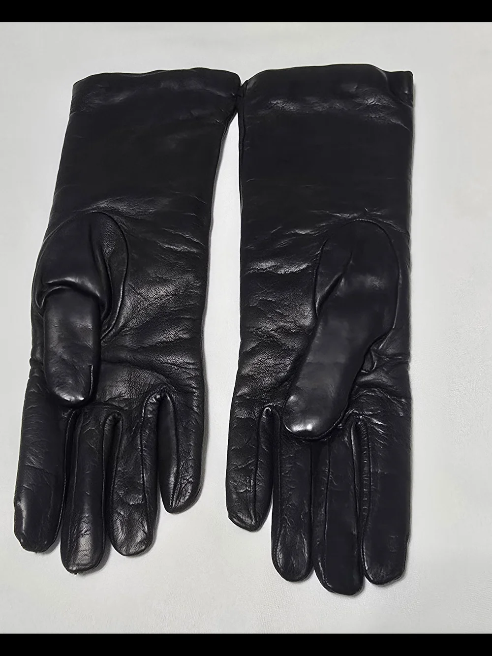 Classic Black Leather Gloves Cashmere Lined Made In Italy Size 6.5 XS New Old